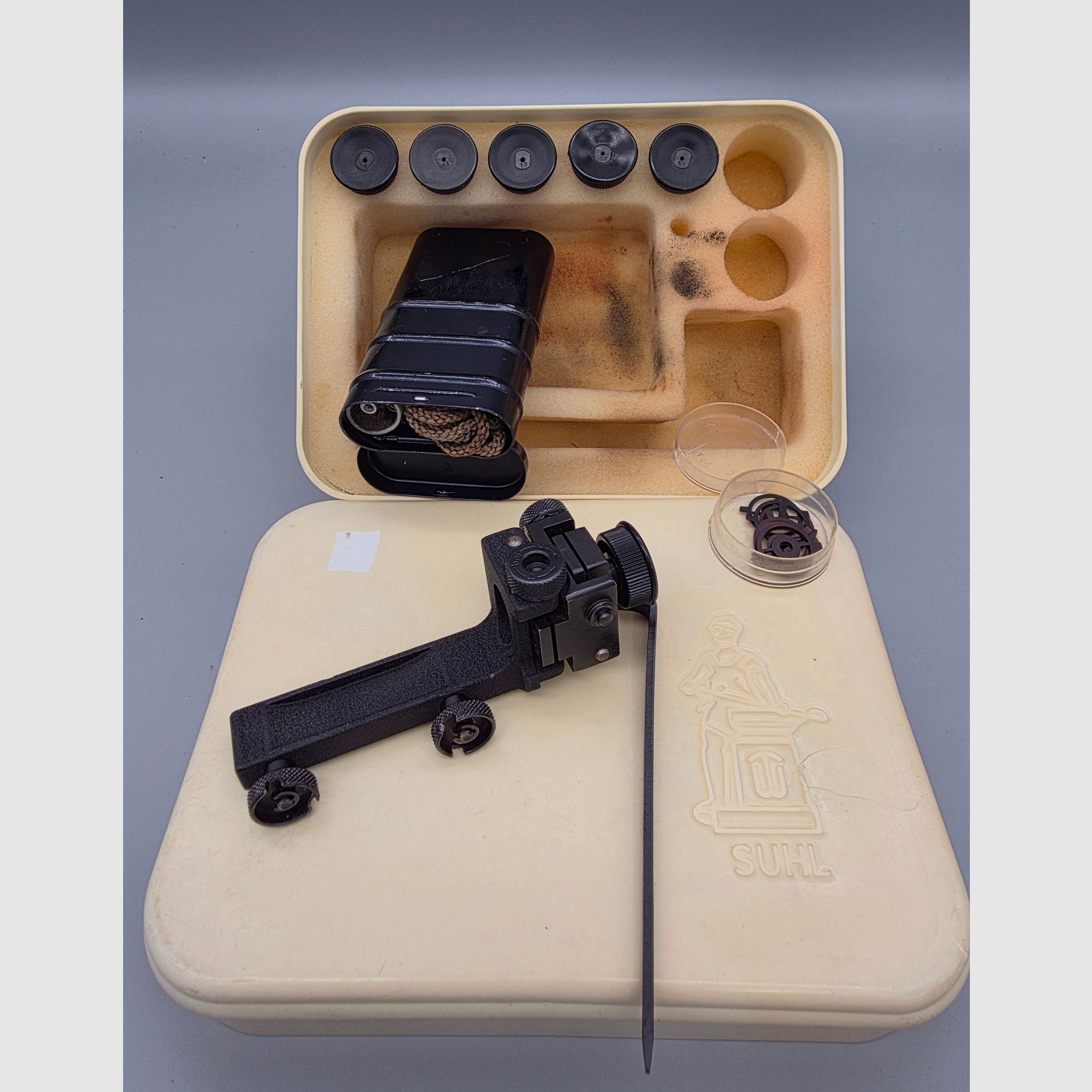 Sehr schöner Diopter Haenel mit Zubehör in der original Box Suhl Mod. M150 KK Gewehr 