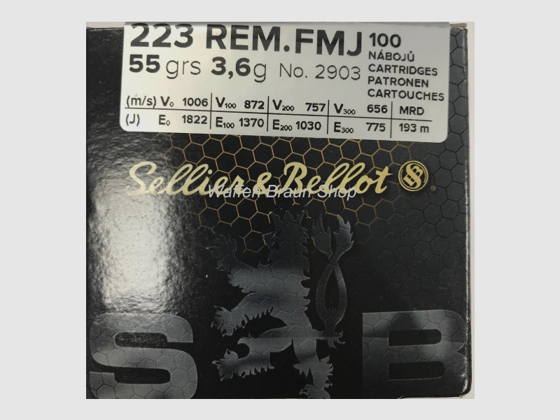 Sellier & Bellot .223 rem FMJ 55 grain 100 Stück (NEU)