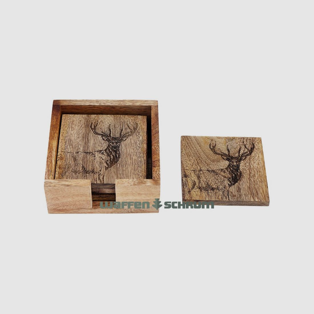 AKAH sous-verres en bois cerf ensemble de 4