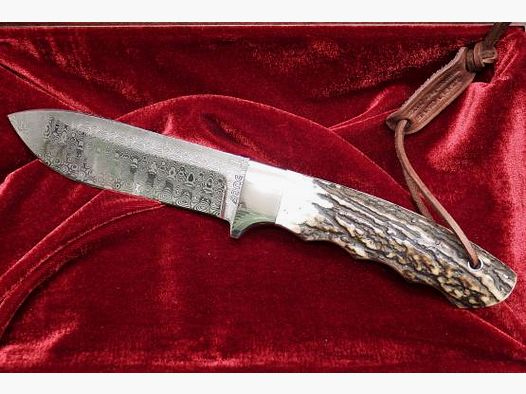 DNC Hubertus Hirschhorn Jagdmesser Damast