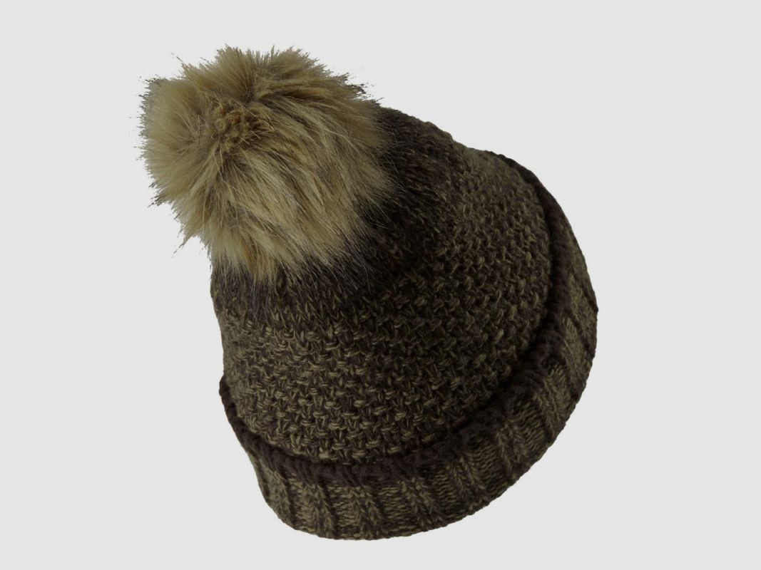 Deerhunter green beanie with pompom and fleece lining, image 3 of 7