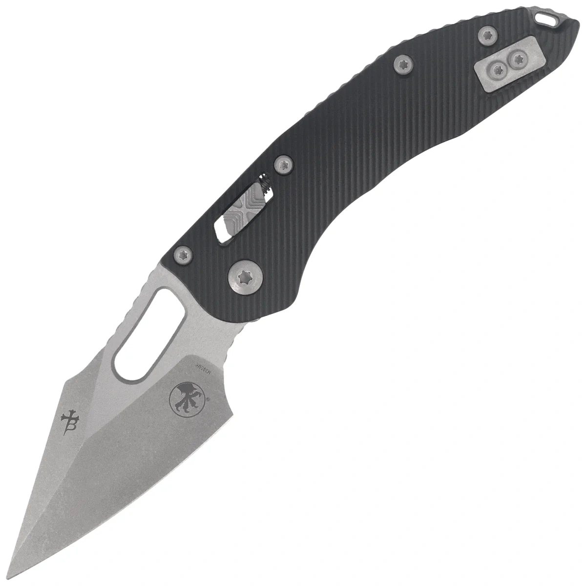 Folding knife Microtech Stitch Ram-Lok S/E Black Fluted Aluminium, Stonewashed M390MK by Borka Blades and Tony Marfione (169RL-10FL)