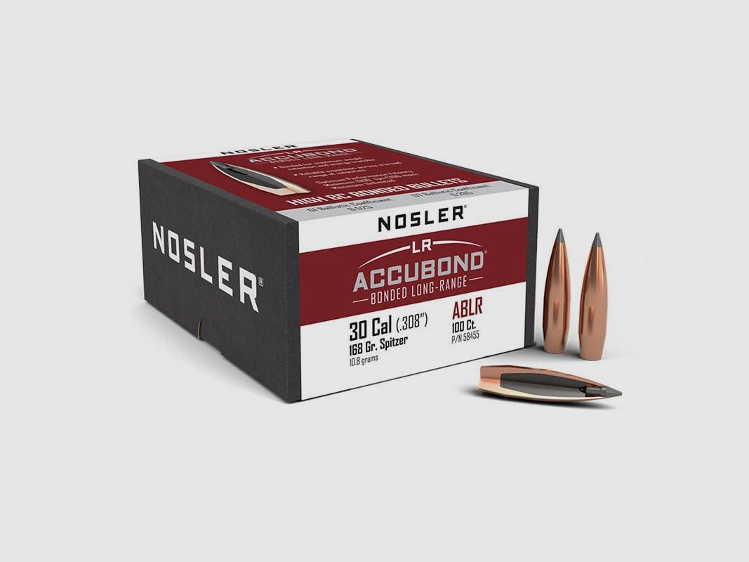 Nosler 30 AccuBond LR bullets 168 gr (100) .58455, image 1 of 4