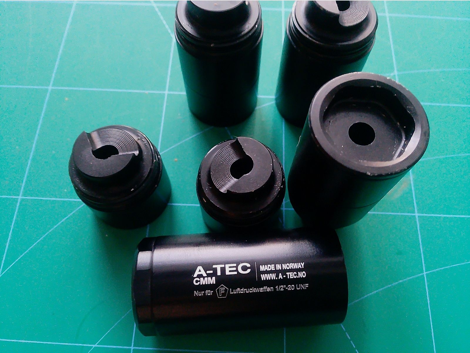 1 x Schalldämpfer 1/2" 20 UNF Gewinde 9 Kammern 4,5 mm A-Tec Norwegen