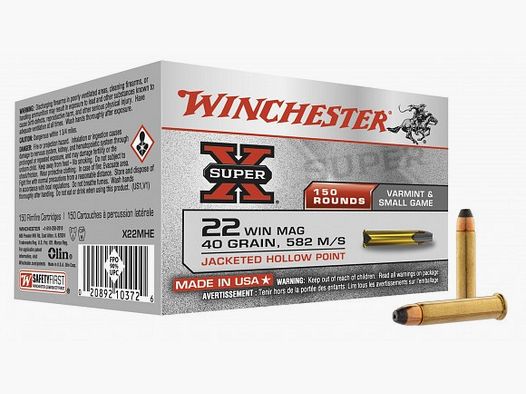Winchester Munition Super X JHP Kaliber 22 Magnum - 150 Stück