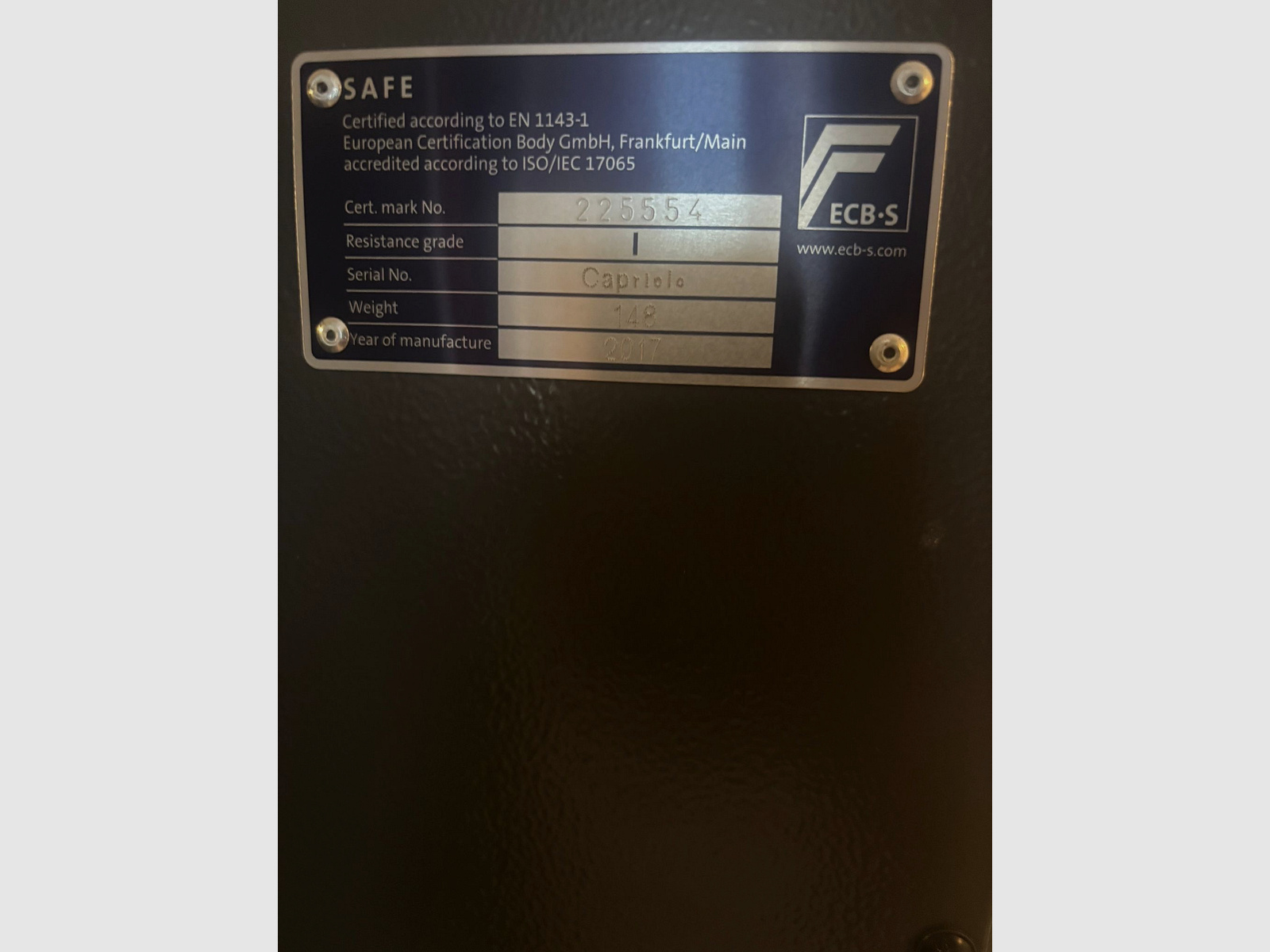 Tresor Klasse I - EN 1143-1 - ECB-S gecertificeerd