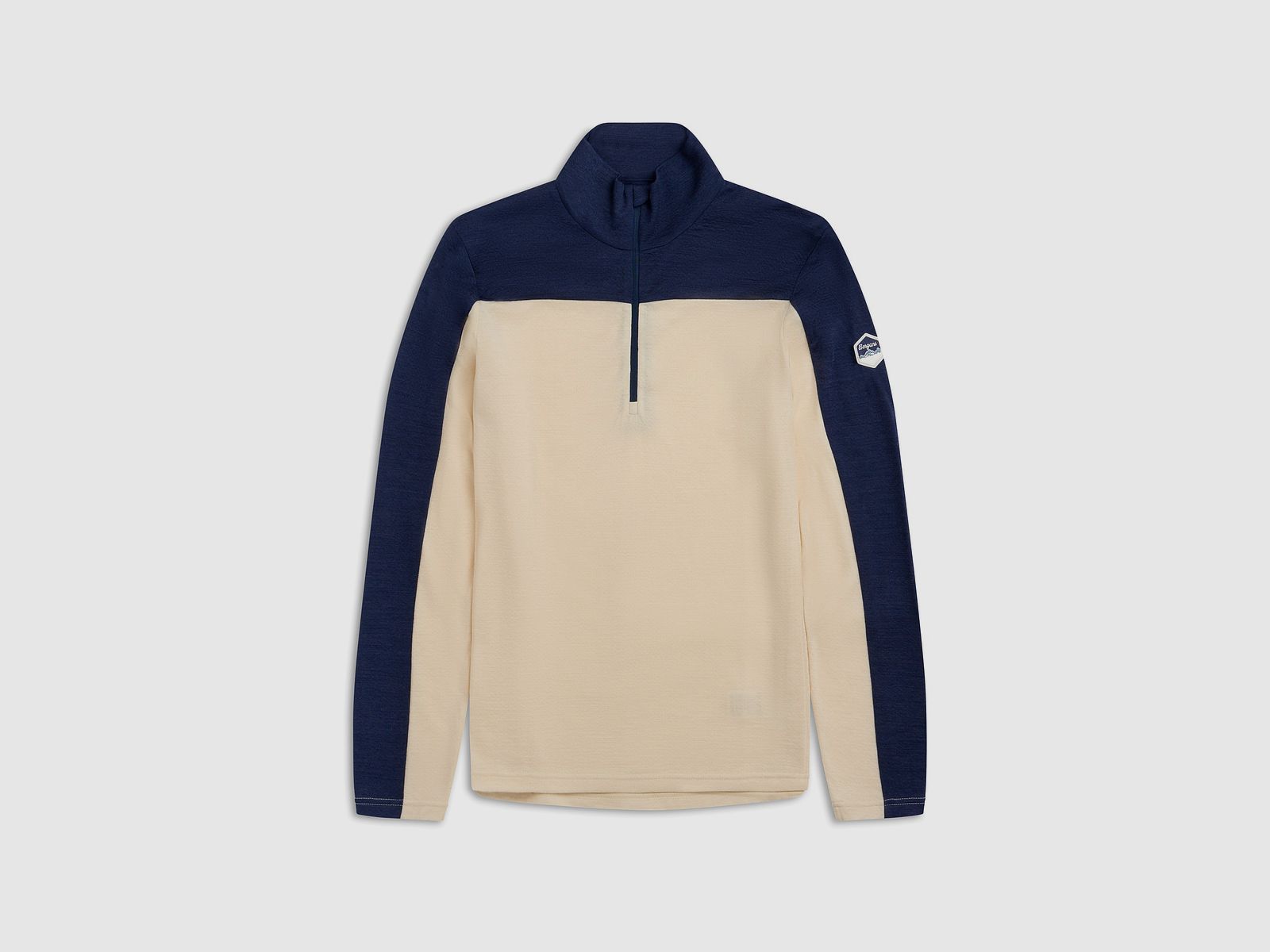 Bergans Inner:Dual Merino Half-Zip Thermal Shirt Men Cream/Navy Blue XL
