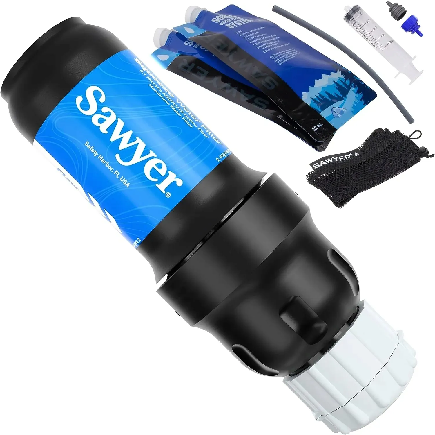Sawyer Point One Squeeze SP129 – 0.1 µm water filter for hiking and survival