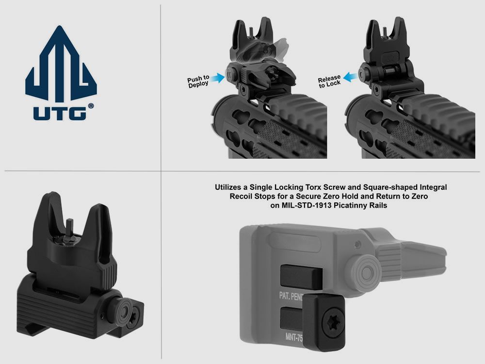 UTG Visierung vorne fĂĽr Sturmgewehr AR-15, fĂĽr Weaverschiene, federunterstĂĽtzt, posi lock
