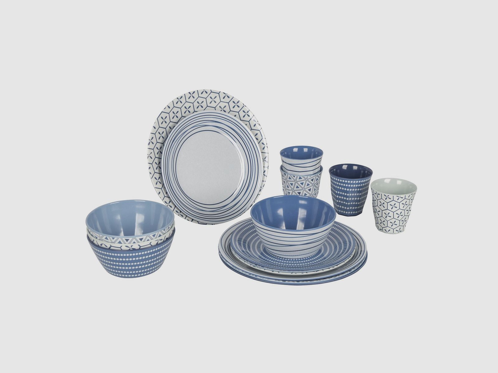 Dinnerware Set Mix & Match, 16-piece, blue/white, image 2 of 24