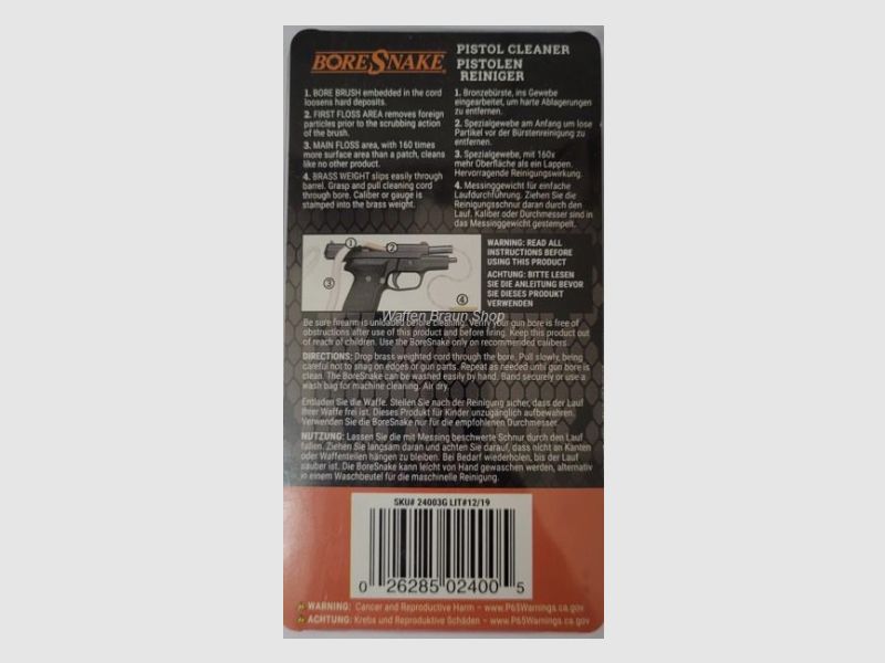 Hoppe s Bore Snake/ Qucik Clean 10mm/ .40 /.41 für Kurzwaffen