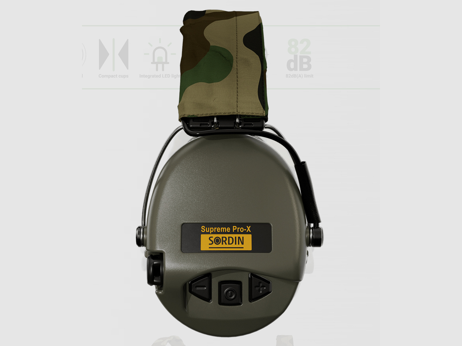 Sordin 75302-X-07-S Electronic Hearing Protection Supreme Green Pro X LED Headband