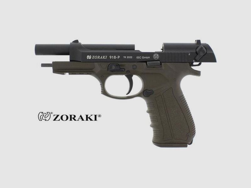 ZORAKI Gaspistole (SRS) 918 'BERETTA'-Style Kal. 9mm P.A. OD-Green
