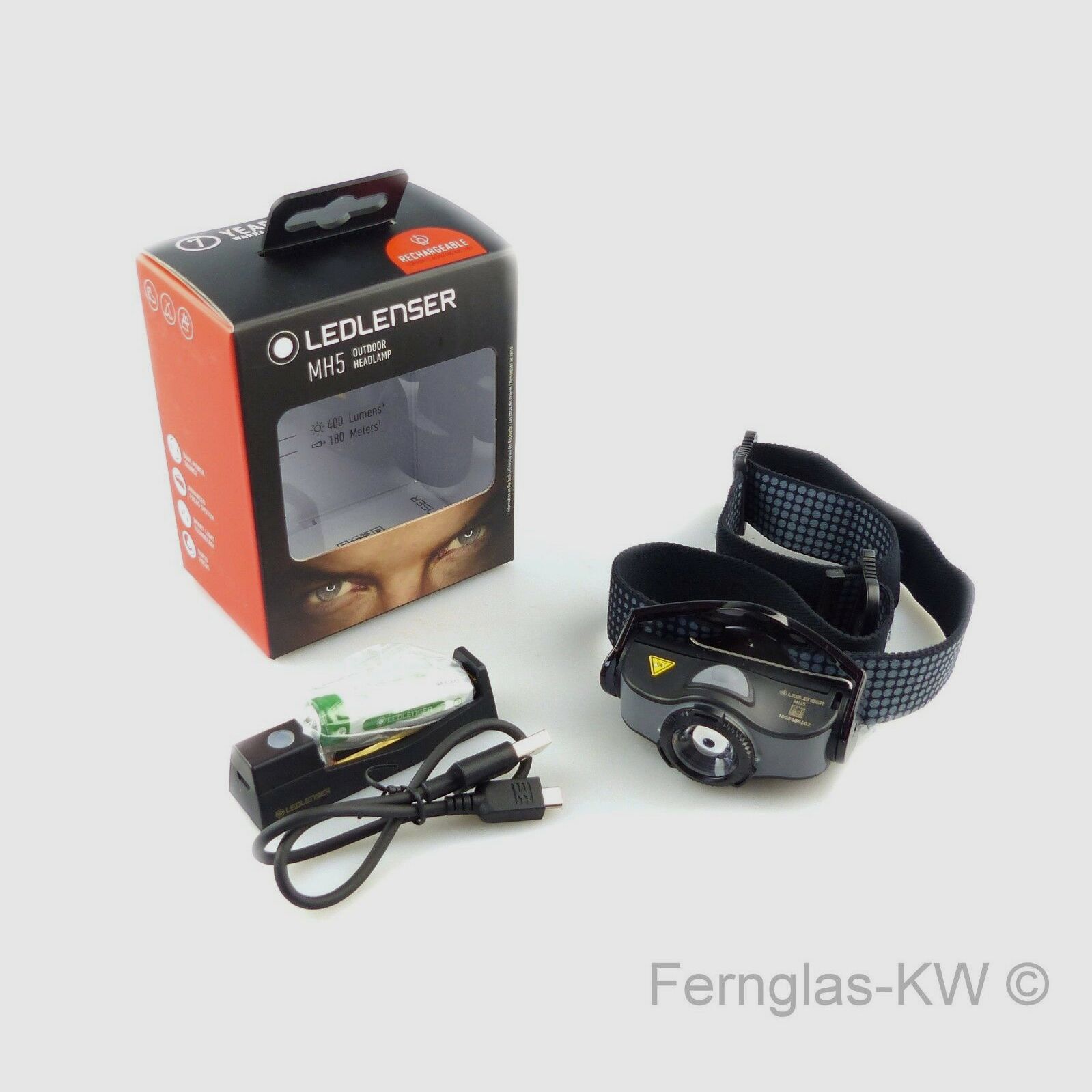 Lampe frontale LED Ledlenser 501598 MH5 Gris Noir 400 Lumens avec batterie