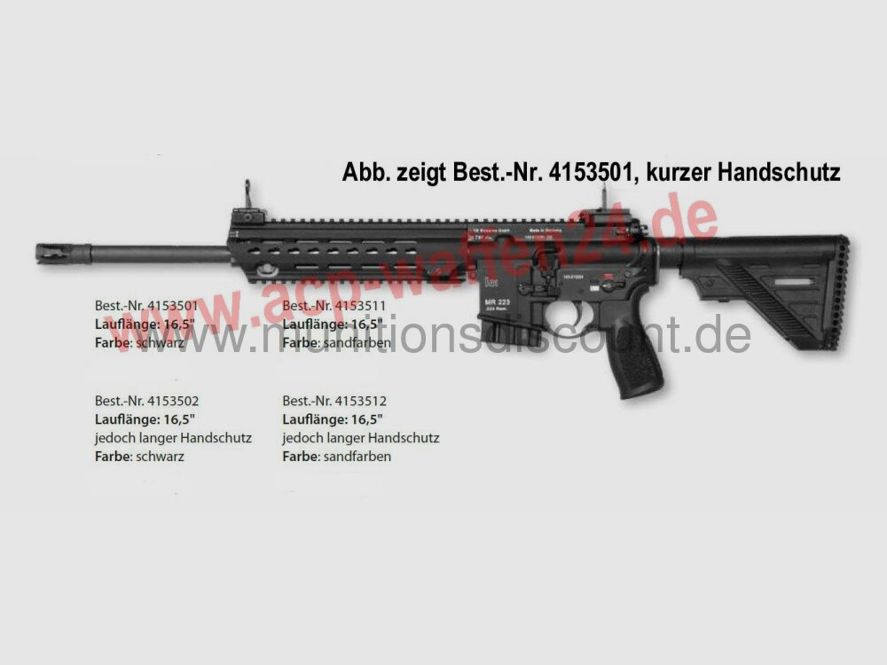 Heckler & Koch MR223 A3, long handguard, 16.5 inch barrel length