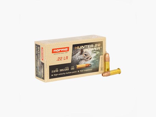 MUNITION – NORMA – HUNTER-22 POWER .22LR