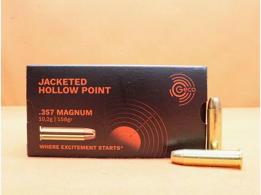 Patrone .357Magnum GECO 158grs JHP (2317721) VE 50 Patronen/ 10,2g Hohlspitz (mit Sollbruchstellen)