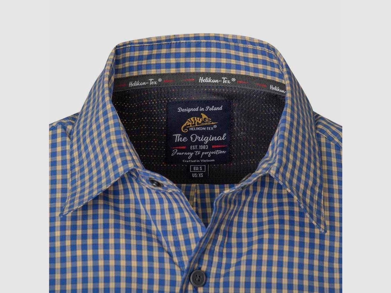 HELIKON-TEX COVERT CONCEALED CARRY SHIRT SHORT SLEEVE - ROYAL BLUE CHECKERED