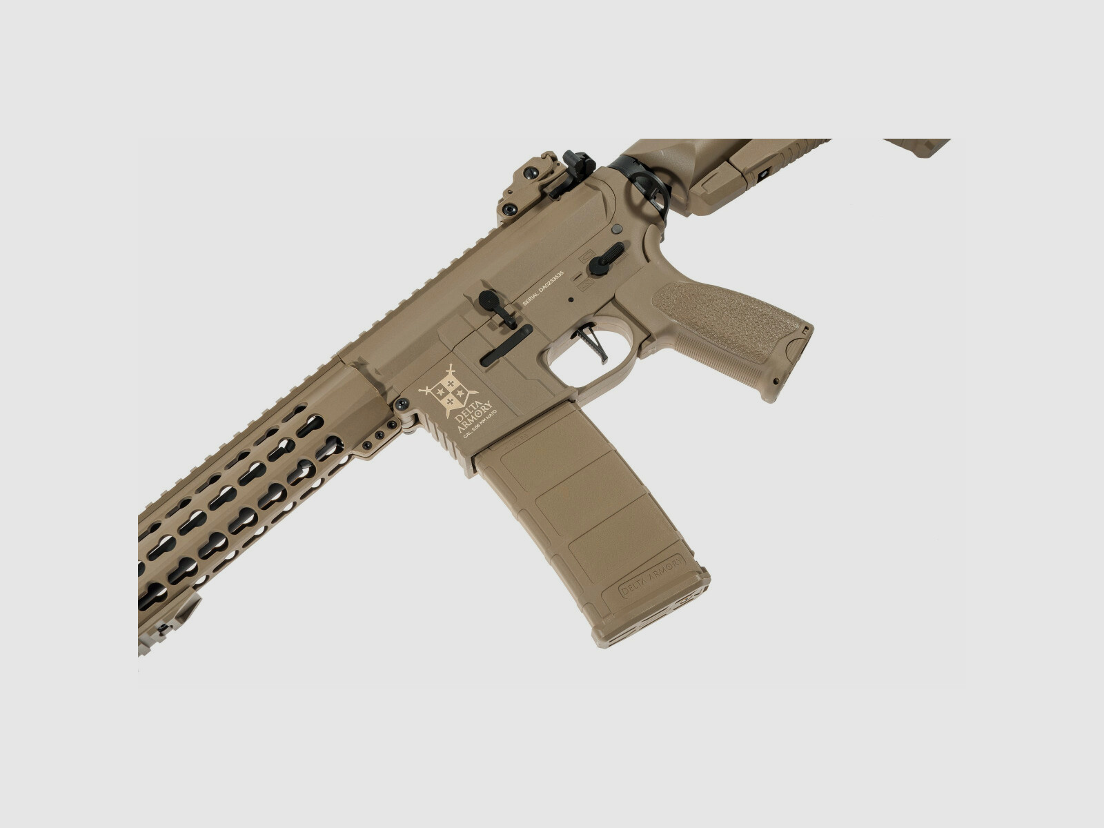 AR15 KeyMod 10 Zoll PREDATOR CHARLIE TAN S-AEG Softair Gewehr Frei ab 18 Jahren | Delta Armory
