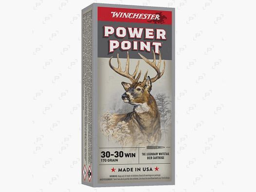 Boite de 20 cartouches à balle de grande chasse WINCHESTER POWER POINT Calibre .30-30 WIN - 170 GR