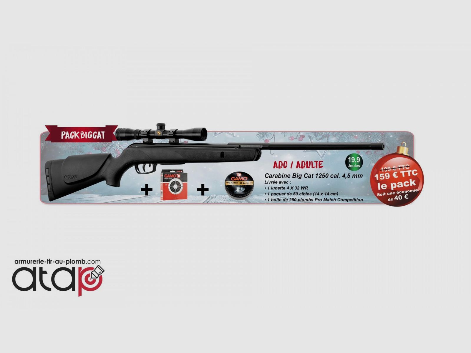 Pack Carabina ad aria compressa Big Cat 1250 Cal. 4,5 mm 19,9 J, immagine 1 di 6