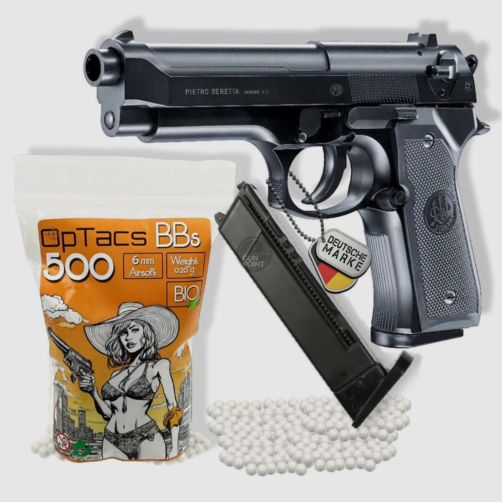 SET Softair - Pistole - BERETTA MOD. 92 FS + 600 BIO BBs