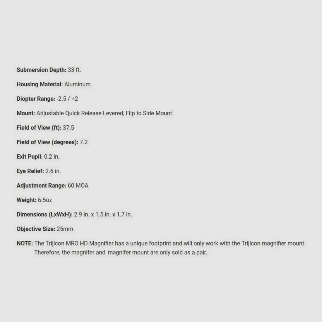 Trijicon MRO HD Ingranditore 3x25mm Nero
