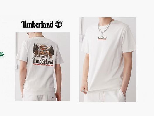 TIMBERLAND T-Shirt Rundhals gewaschenes Weiß Vintage