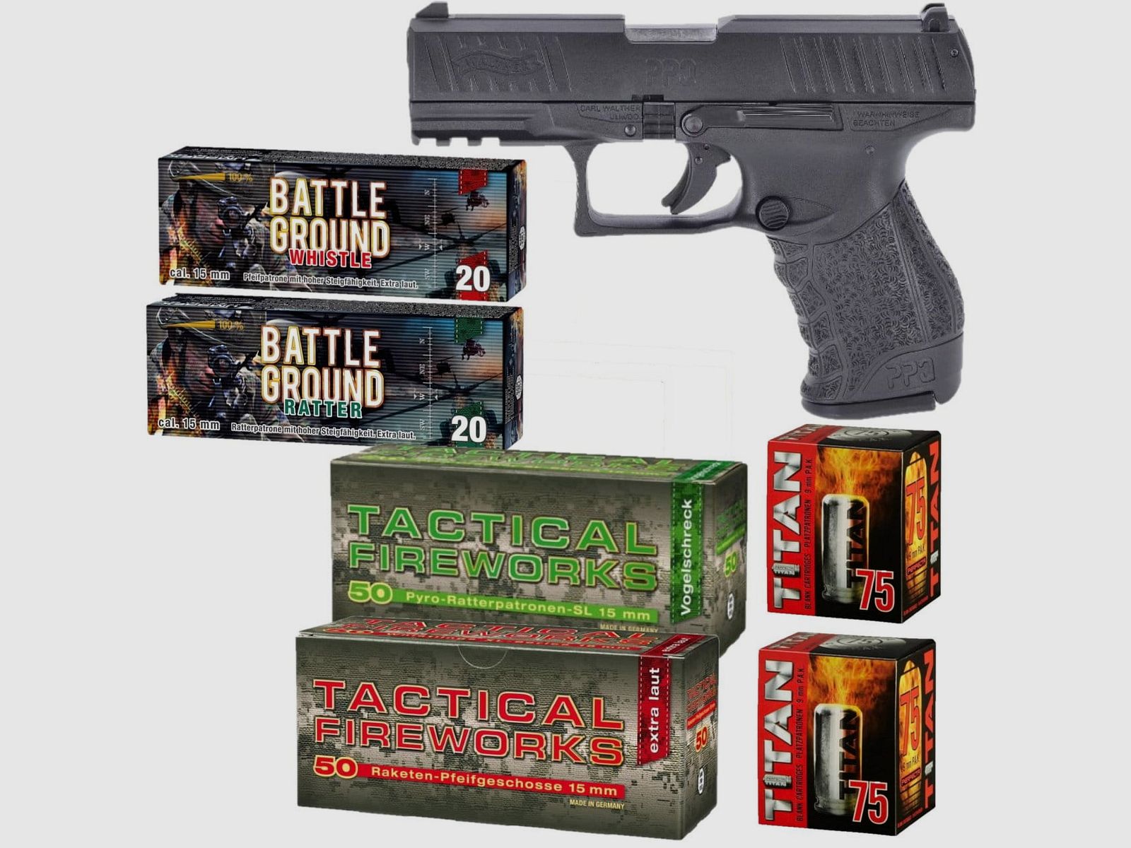 Fireworks New Year's Set Walther PPQ M2 Blank Firing Pistol 9 mm P.A.K. black
