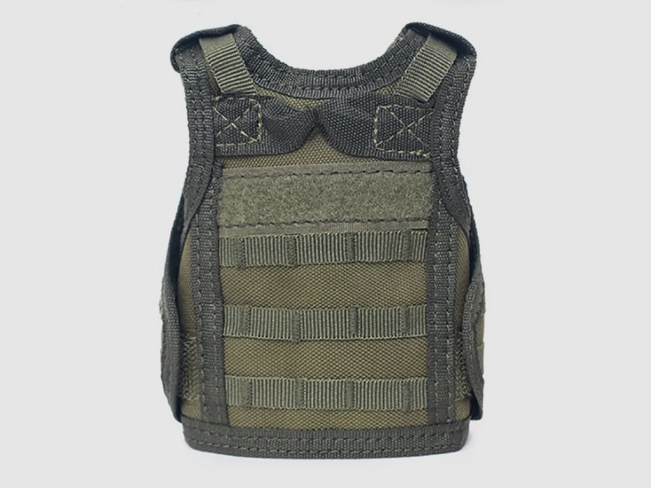 Mini Schutzweste für Bierflasche / Weinflasche / Thermosflasche - Oliv