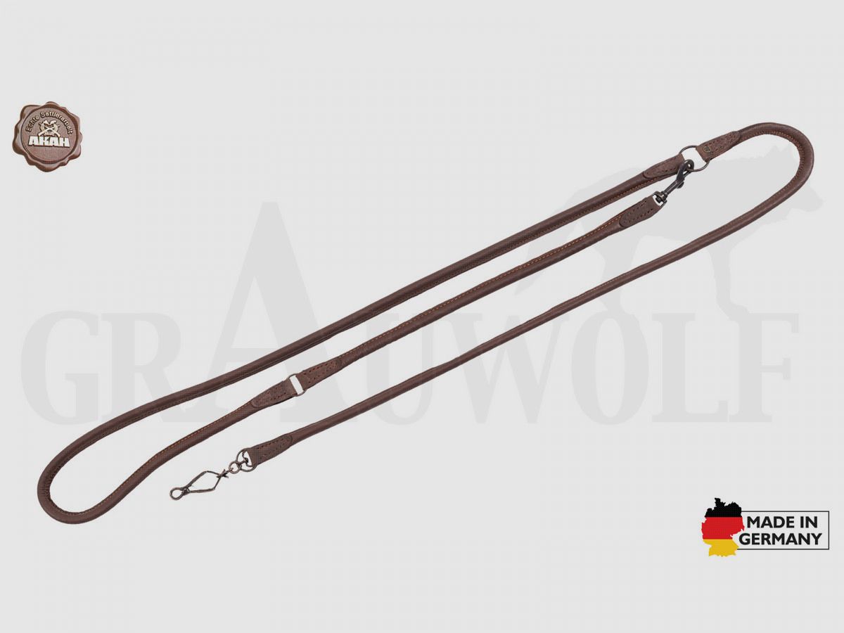AKAH Shoulder Leash Dog Leash Elk Leather Brown