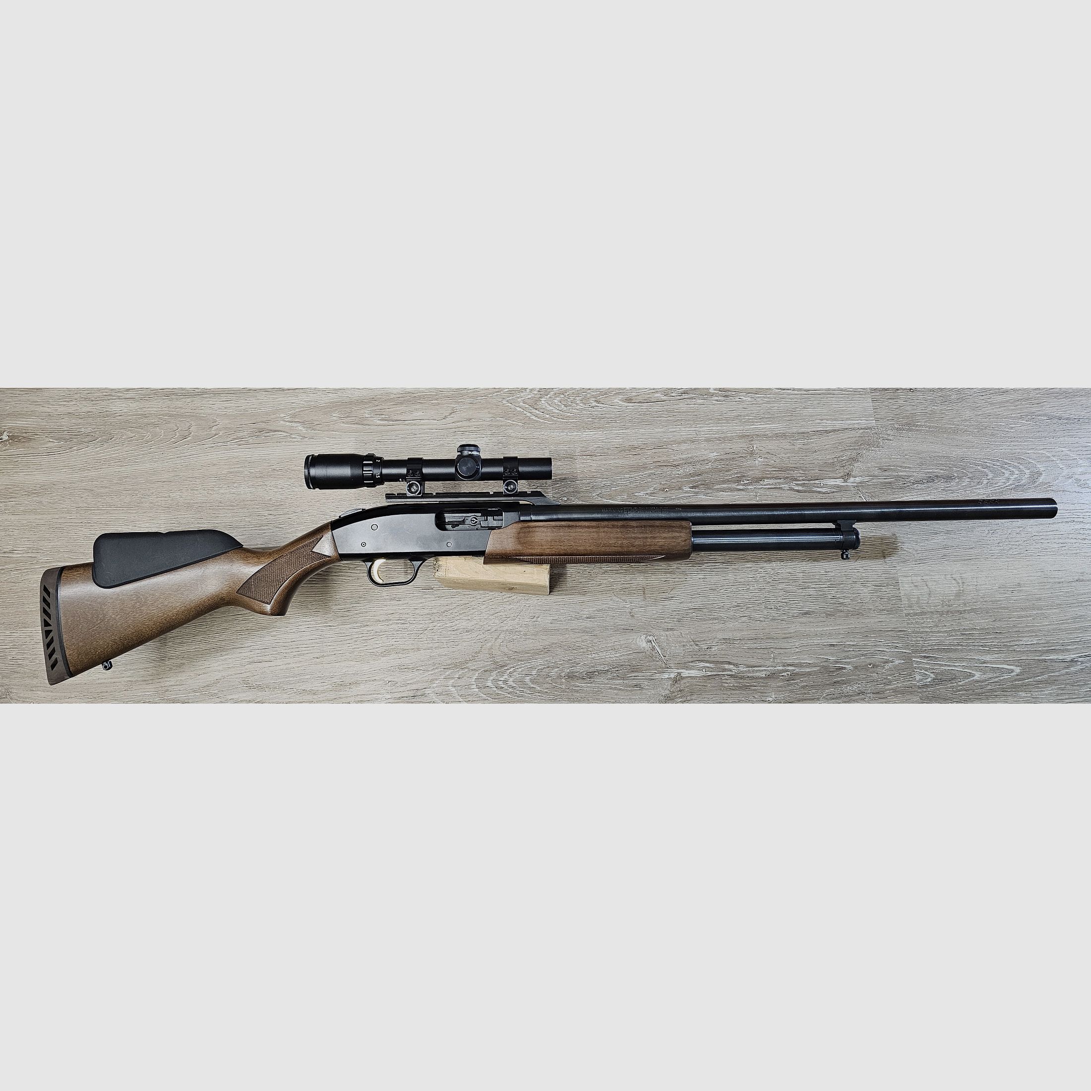 Mossberg 500A Slugster (première main) – Cal. 12/76 (aussi 12/70) – Canon rayé & optique Bushnell