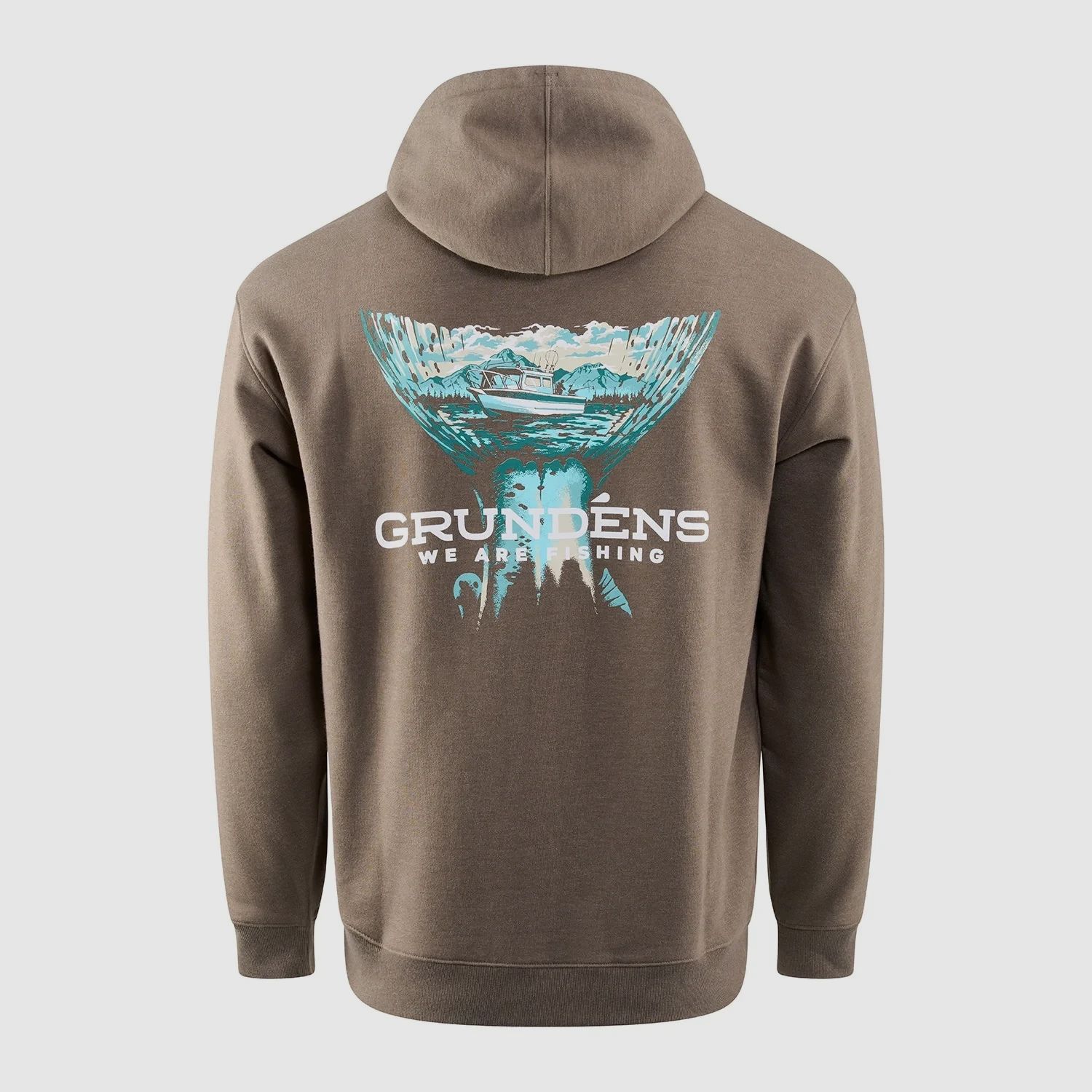Grundens Salmon Tailscape Hoodie Otter Heather L