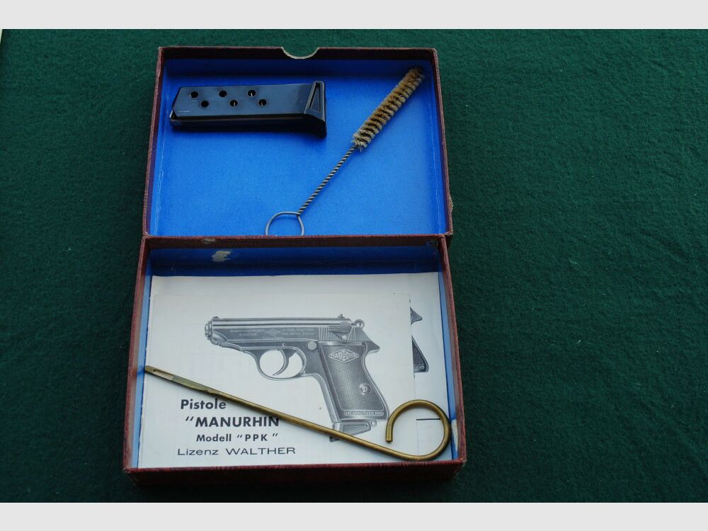 Walther PPK von Manuhrin, Stahlgriffstück, OVP mit Schussbild