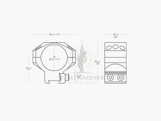 Hawke Tactical Ring Montagen 9-11mm 30mm medium