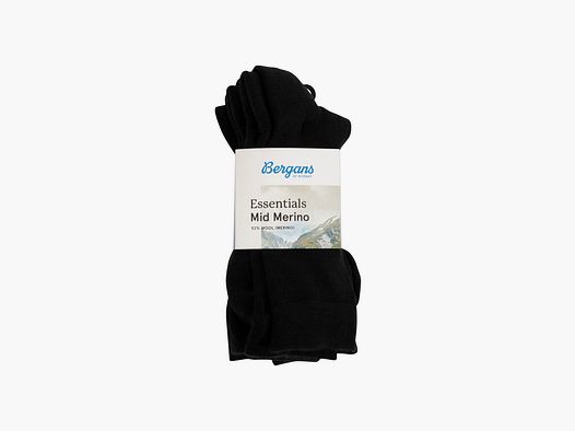 Bergans Essentials Mid Merino Sock 3pk Black 41-46