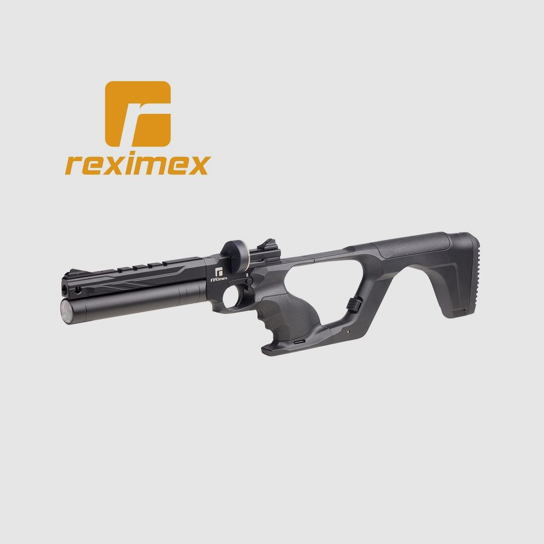 PCP-Pistole Reximex RP Kaliber 4,50 mm. Synthetik Schwarz. 10 Joule. Abnehmbare Schaft.