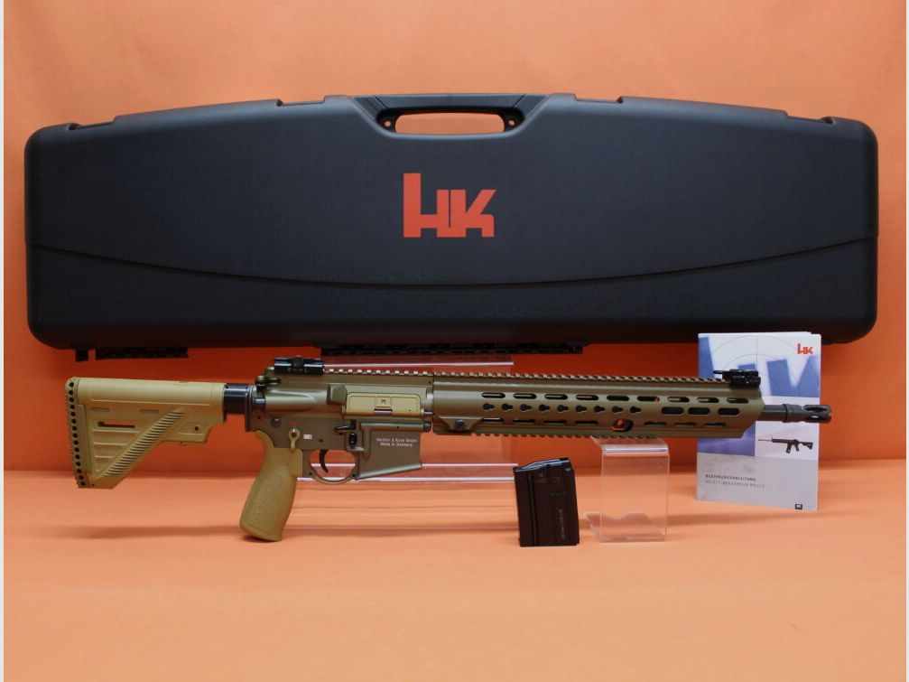 Heckler&Koch Ha. Geweer .223Rem Heckler&Koch/H&K MR223 A3 16,5" loop RAL8000 HKey L, Gas-Piston-Systeem AR-15/HK416