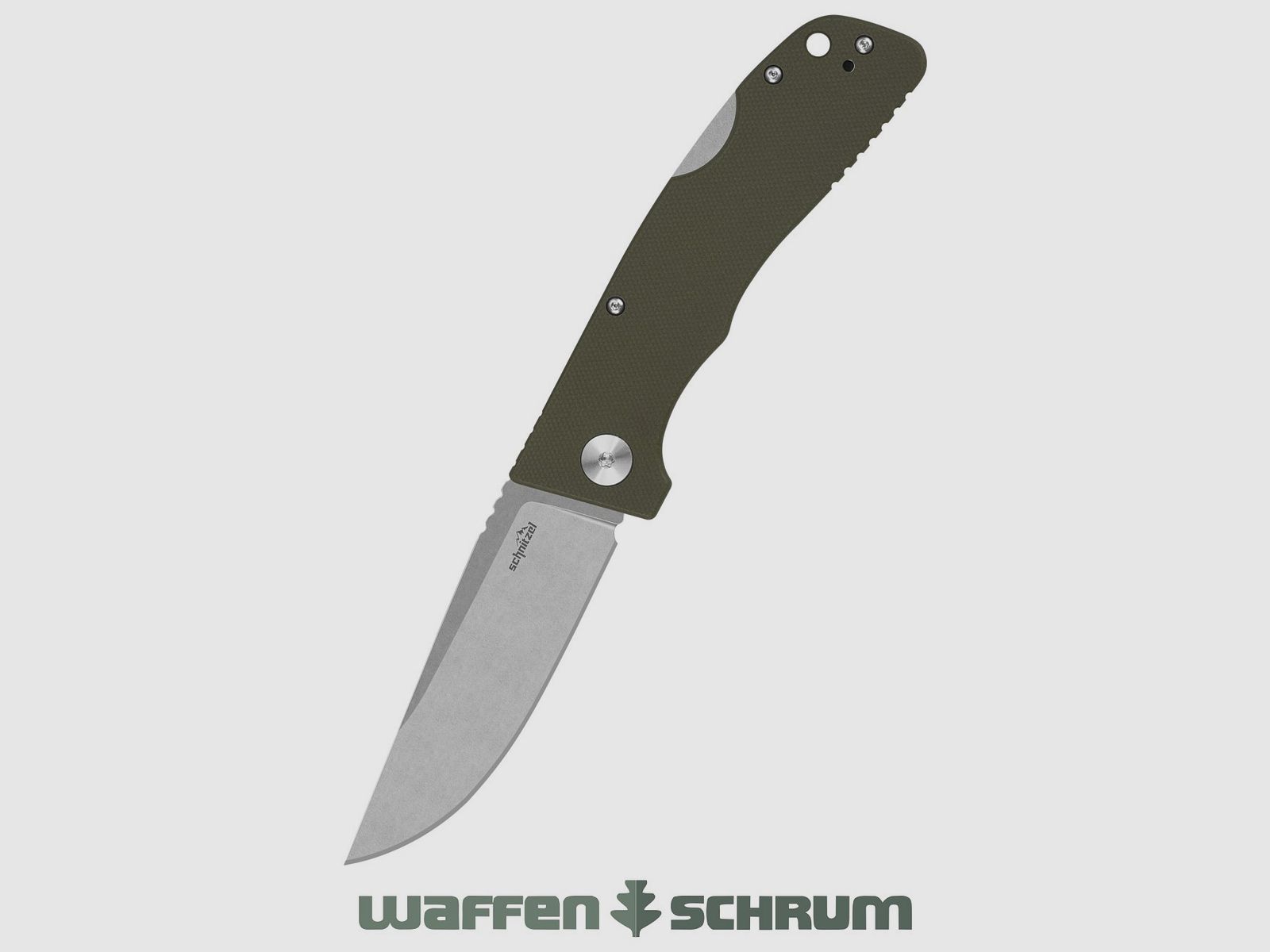Schnitzel Outdoor Pocket Knife KVAR green stainless 14C28N steel with stonewash finish