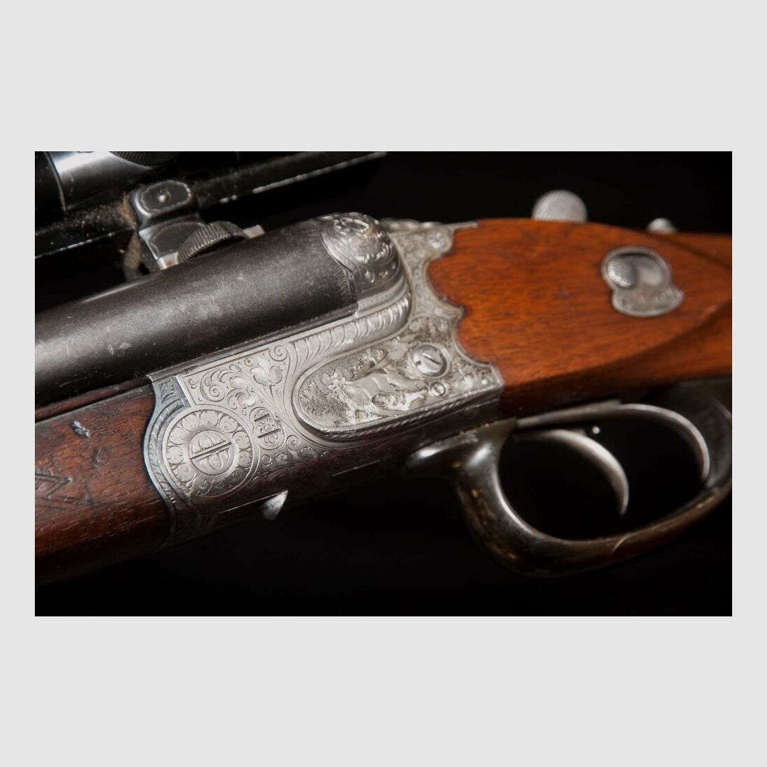 Pre-war drilling Kunz with engraving and stock magazine, year of manufacture 1936