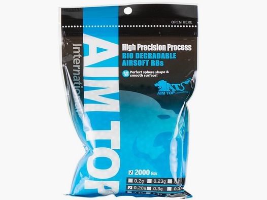 AIM TOP Precision BIO Tracer BBs de Airsoft 0.30g (2000 disparos)