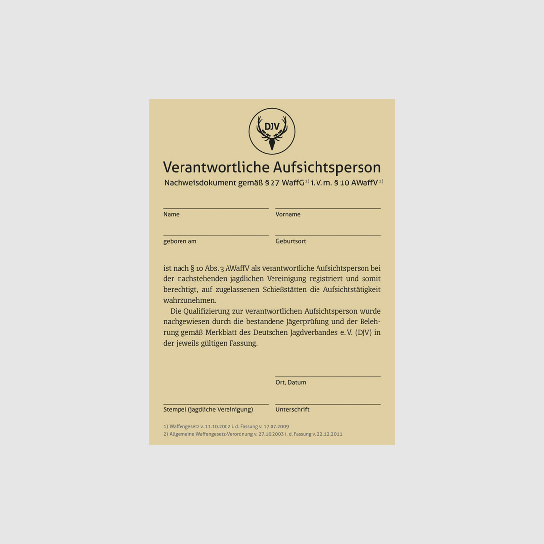 Nachweis für Schießstand-Aufsichten