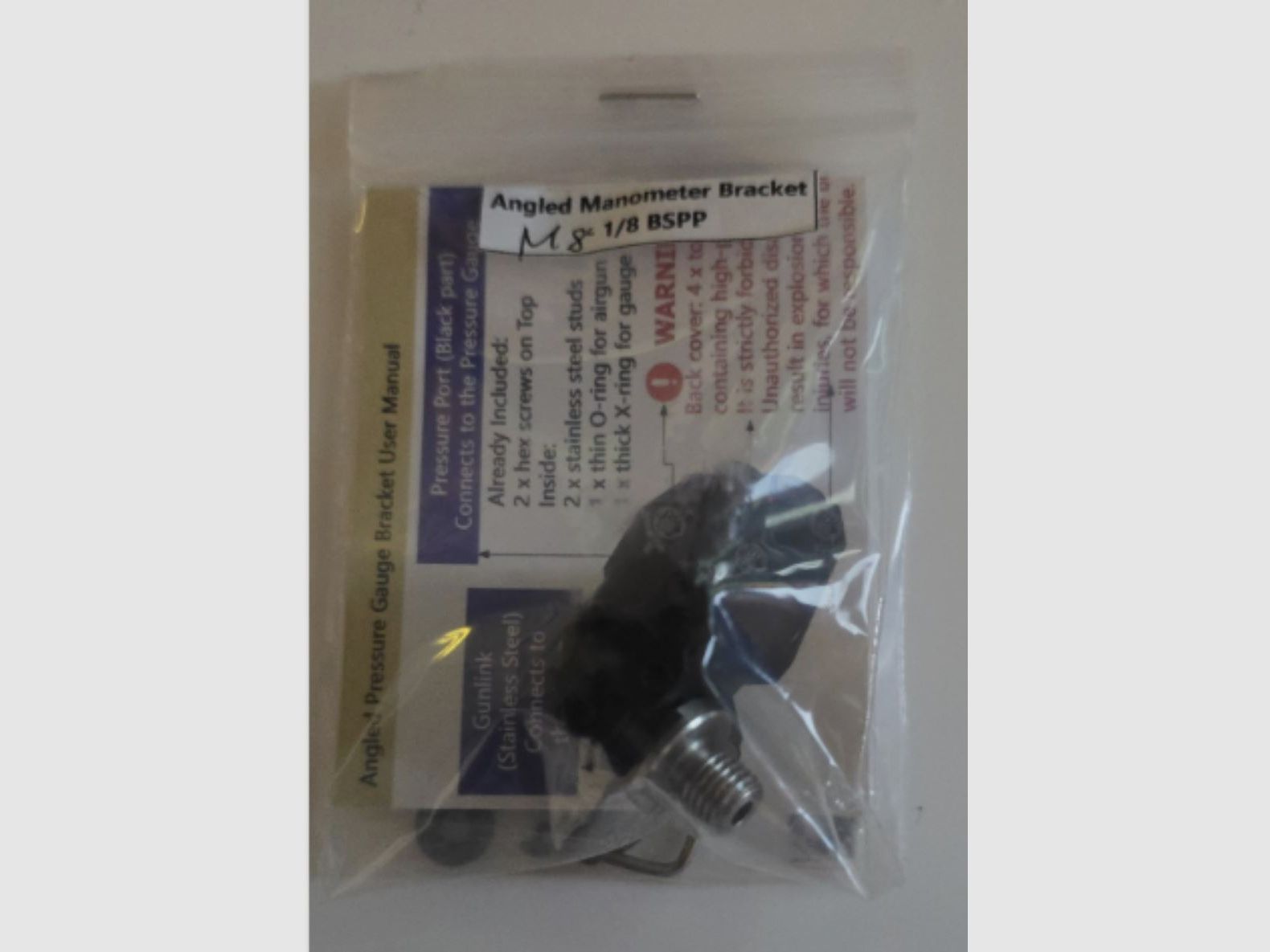 Adaptateur manomètre à 45 degrés pour carabines à air. Adaptateur de montage latéral 【Outgun】 pour support de manomètre incliné M8 vers 1/8 BSPP