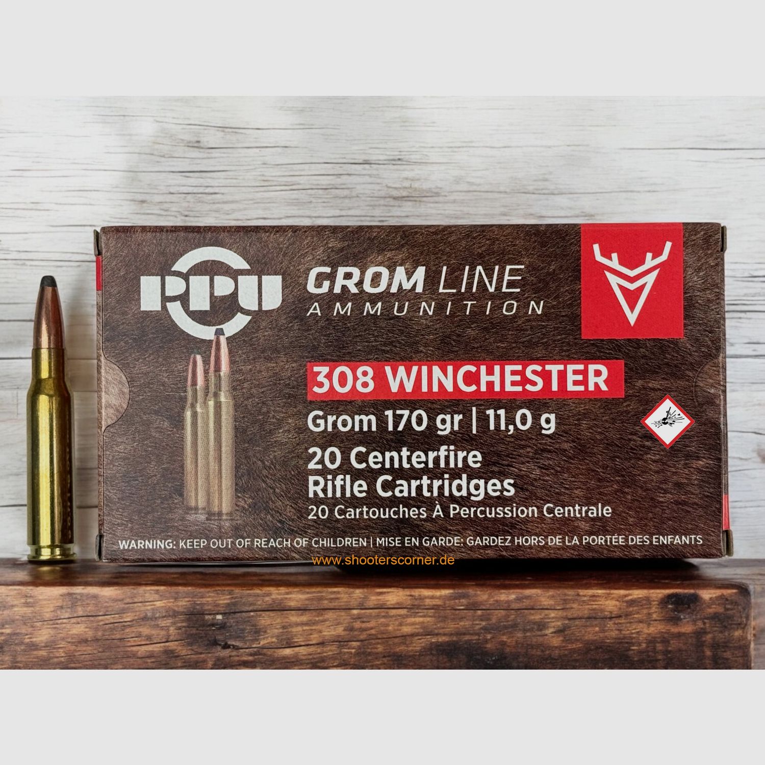 PRVI Partizan cartucho de rifle GROM Cal. .308 Win. 170grs / 11,0g