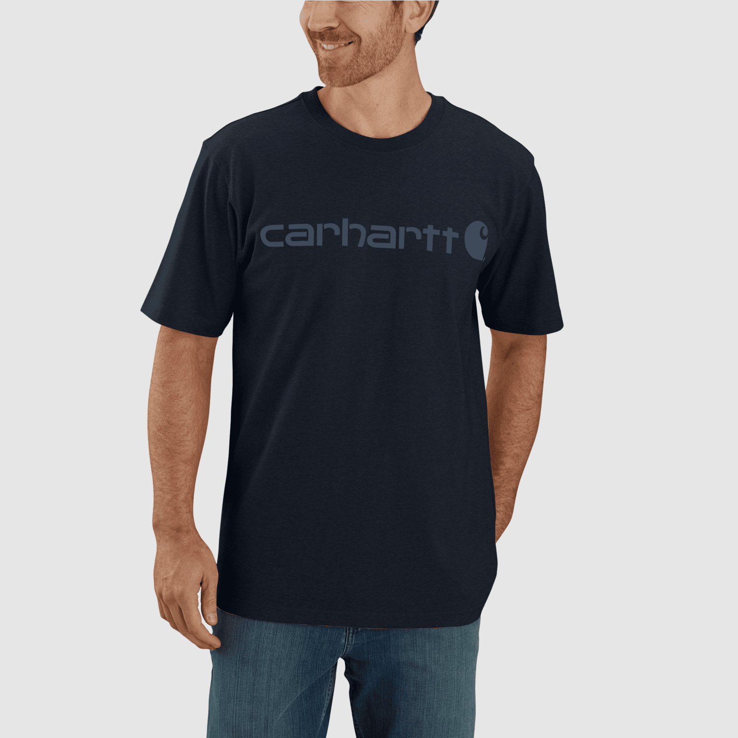 Carhartt Dearborn Relaxed Logo T-Shirt Men Navy/Dark Blue S