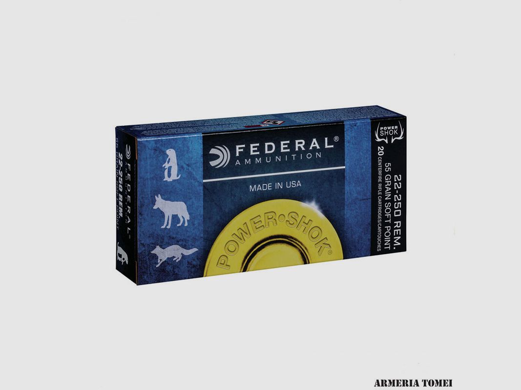 FEDERAL – 22 – 250 REM 55 GR Soft Point – Box 20 pcs.