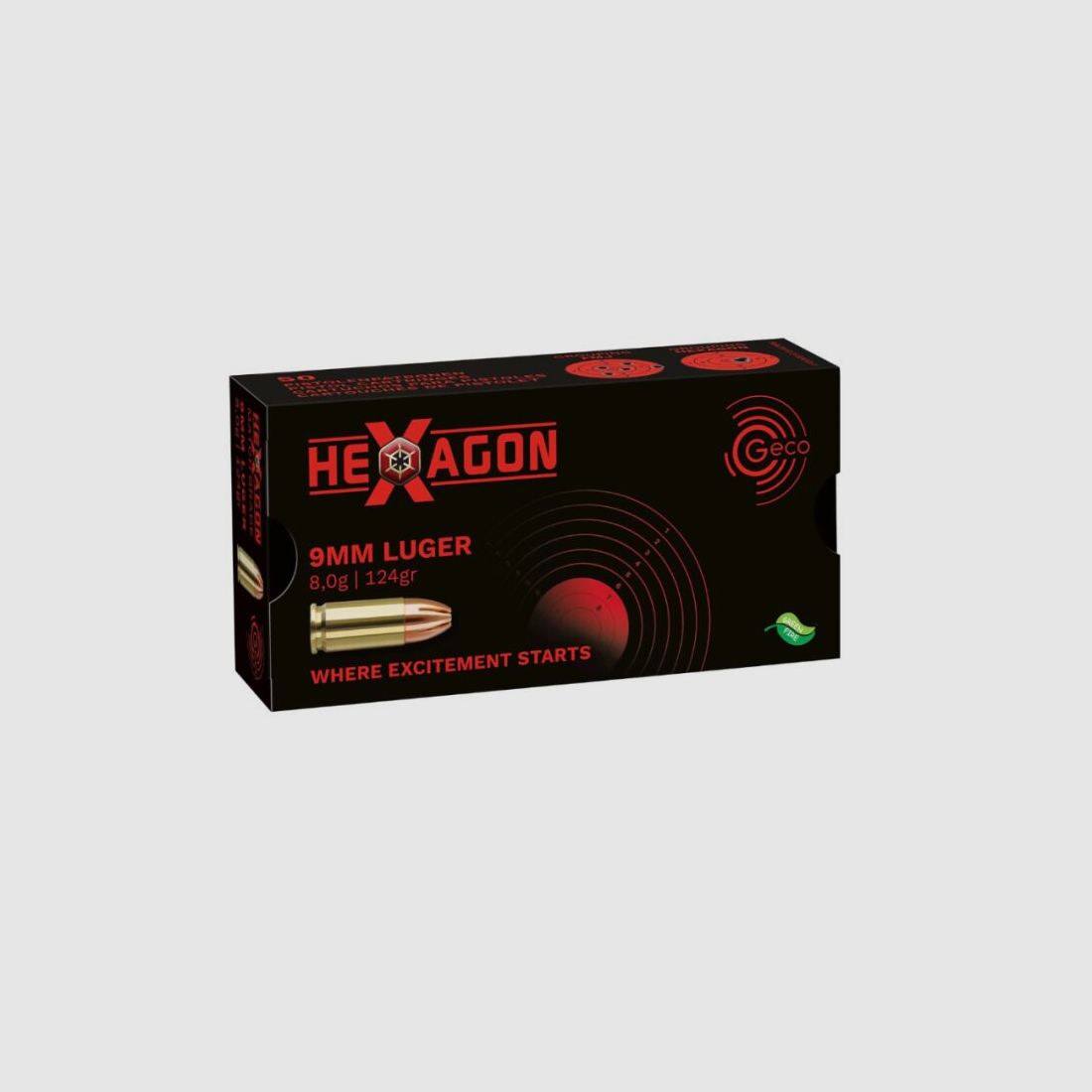 Geco 9 mm Luger Hexagon SX 8,0g/124grs.