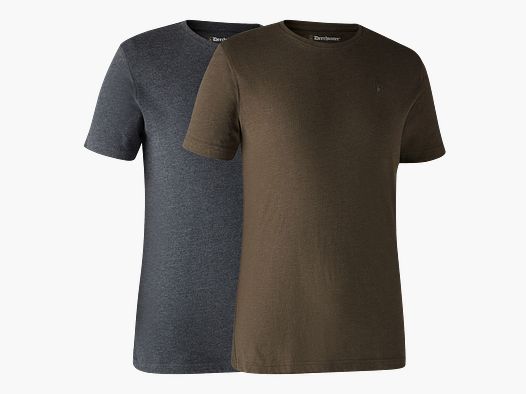 Basic T-Shirt in 2-pack - Brown Leaf Melange - Size: L