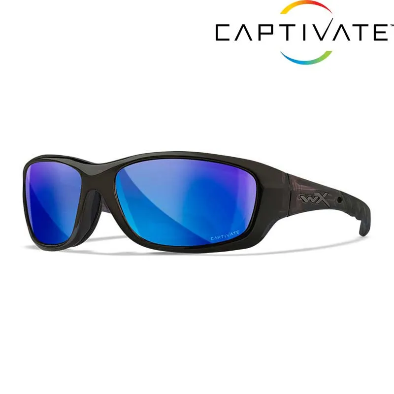 Wiley X GRAVITY Captivate Blue Mirror Sonnenbrille mit schwarzem Kristallrahmen, Bild 1 von 7
