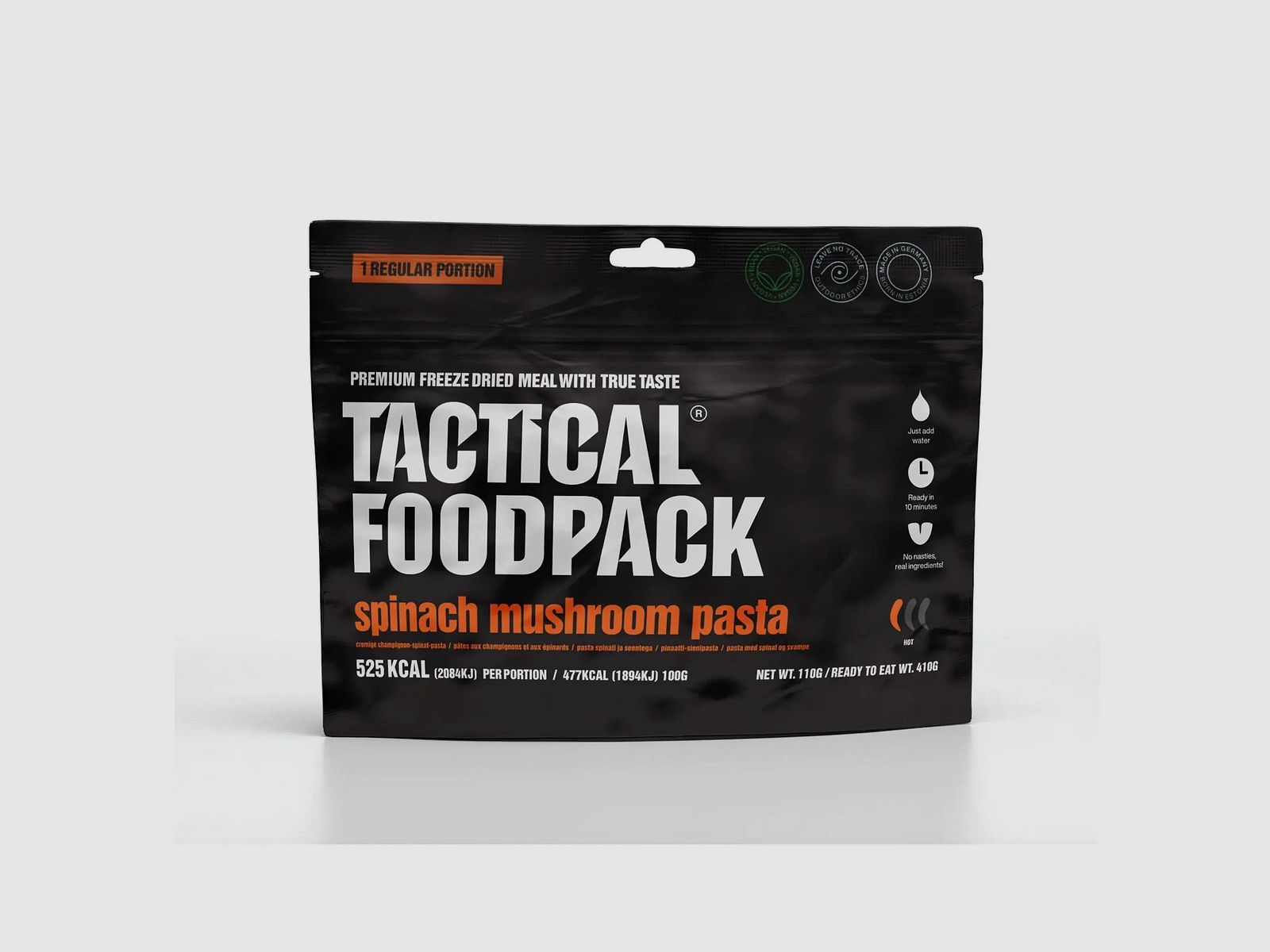 Tactical Foodpack Plat Principal Pâtes aux Champignons avec Épinards